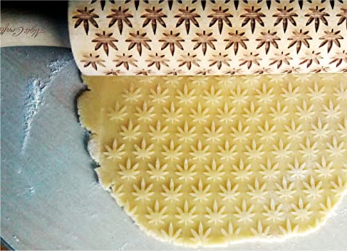 Lotus Flower Pattern Embossing Rolling Pin B2406