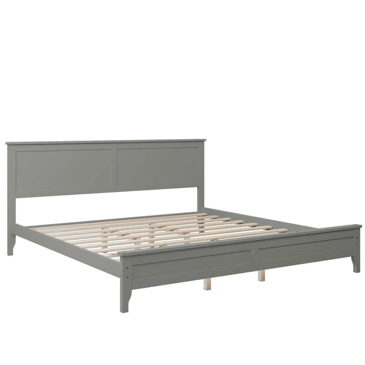 King Size Wood Platform Bed Frame with Headboard B5848