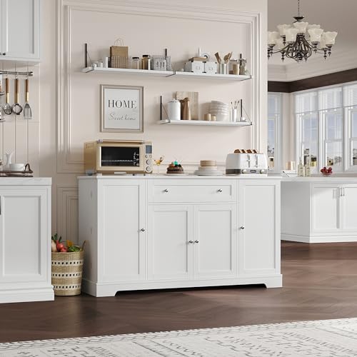 54" Black Wood Buffet Cabinet with Drawer S32066