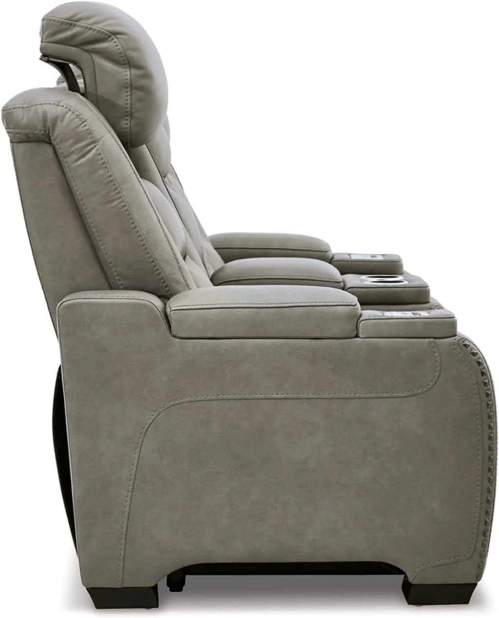 Gray Leather Power Reclining Loveseat Q44221