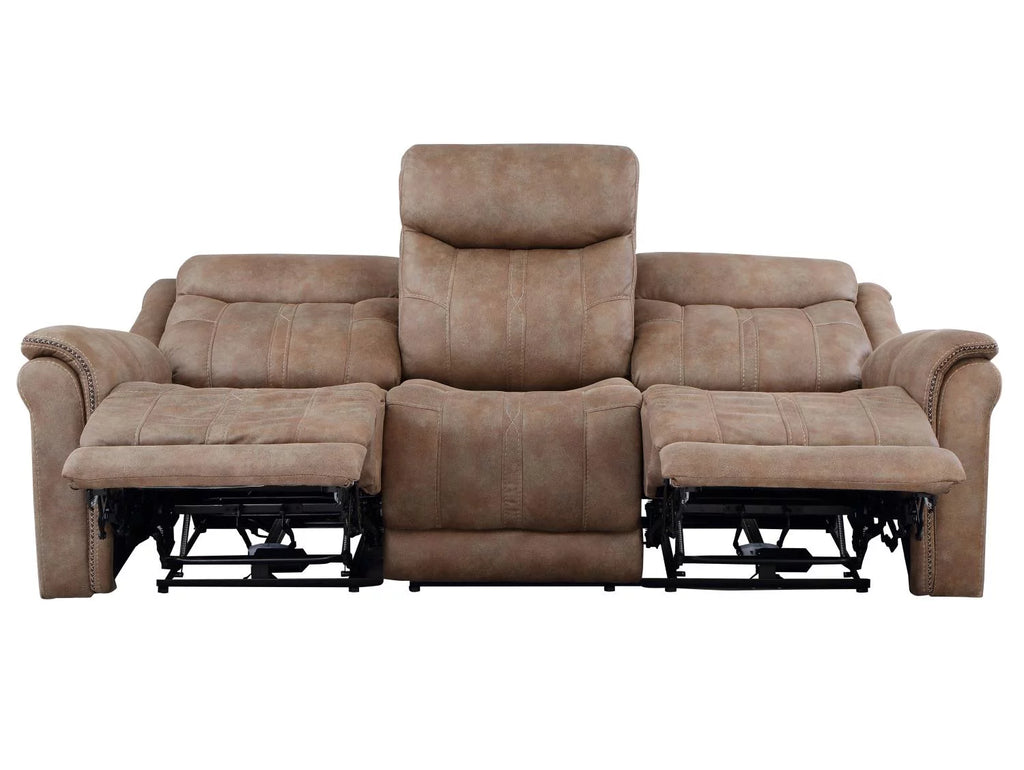 Camel Brown Polyester Faux Suede Power Reclining Sofa S441425