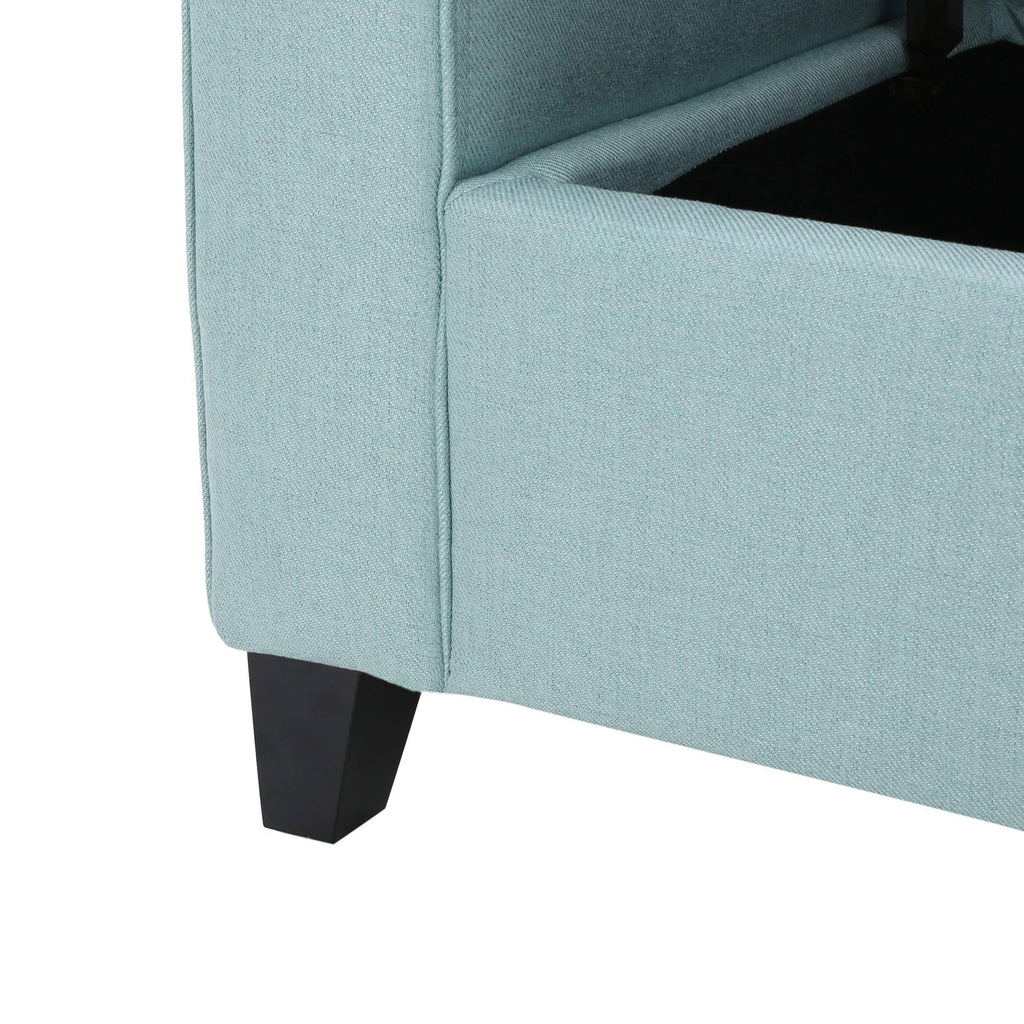 Light Blue Fabric Storage Bench H348