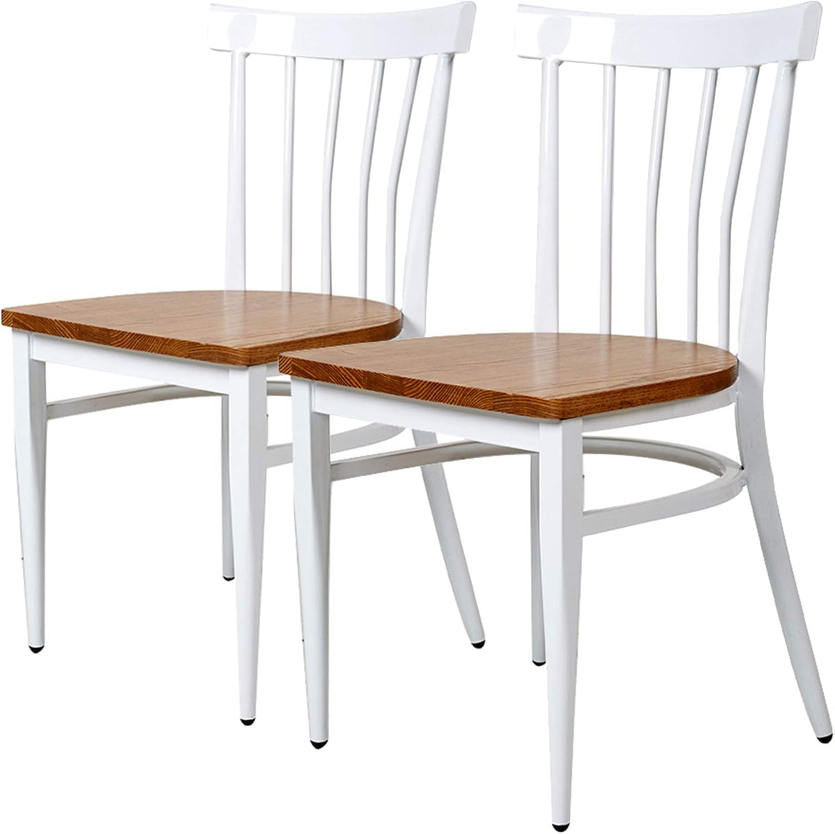 Black Metal Dining Chairs with Solid Wooden Seat, Set of 2 E495124