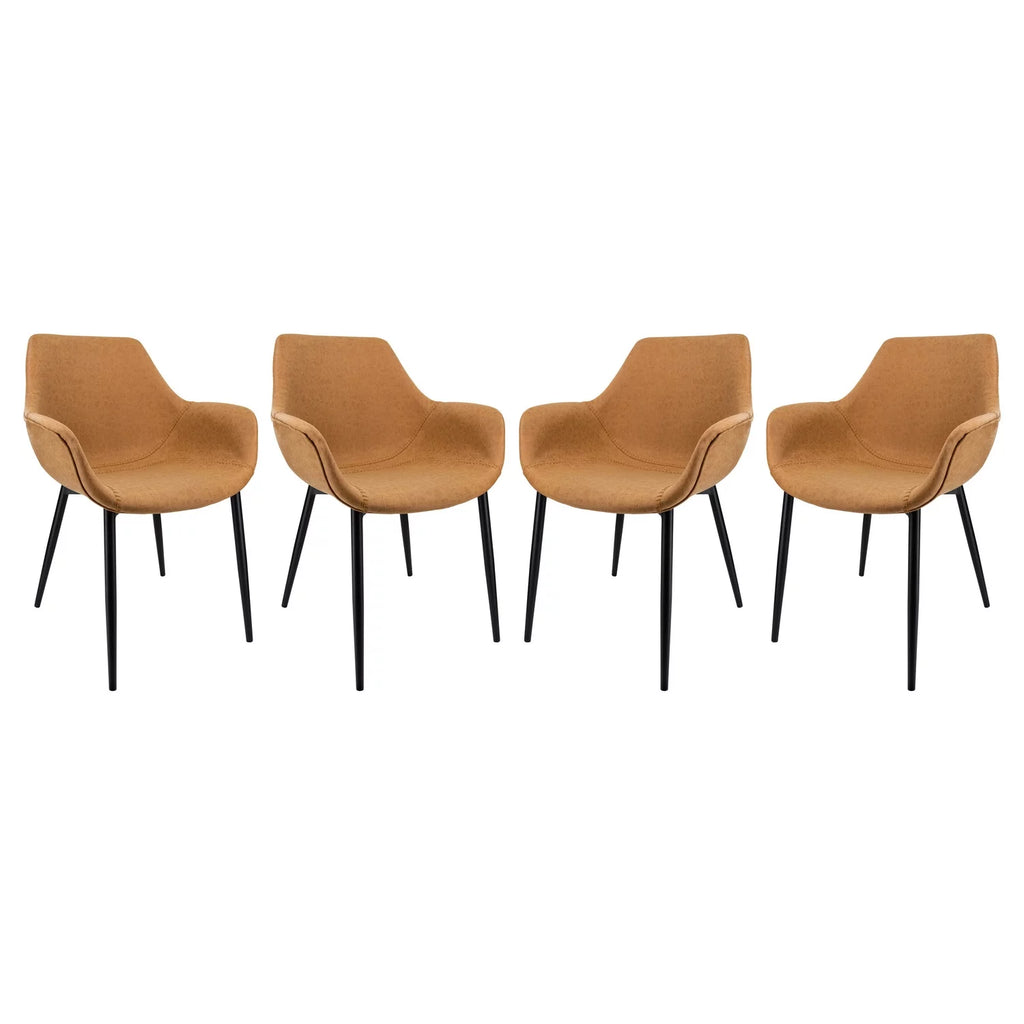 Leather Dining Arm Chair with Metal Legs Set of 4 J74587