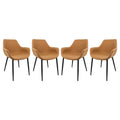 Leather Dining Arm Chair with Metal Legs Set of 4 J74587