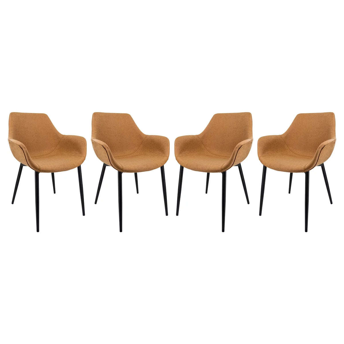 Leather Dining Arm Chair with Metal Legs Set of 4 J74587