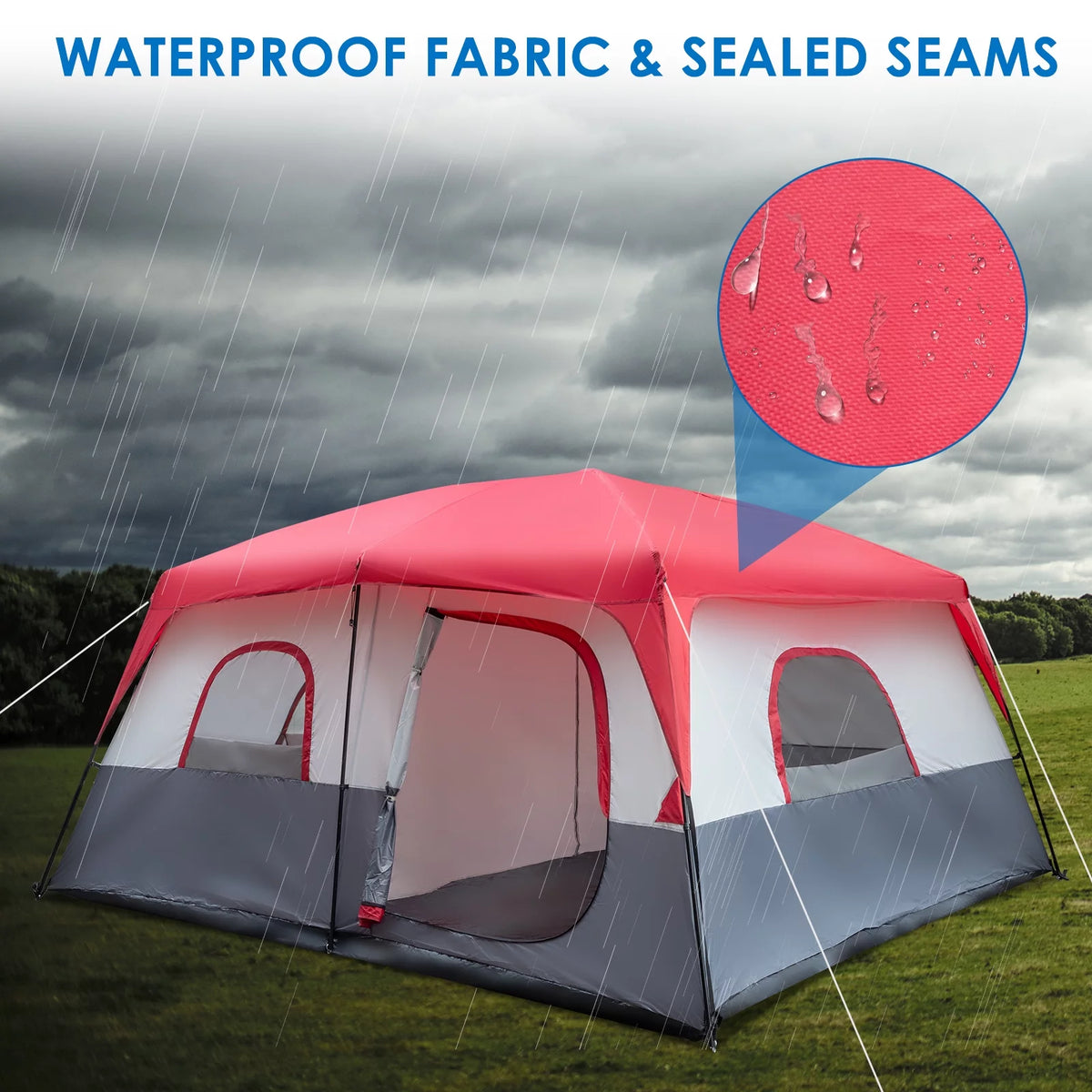 10 Person Waterproof Cabin Tent with Rainfly V575