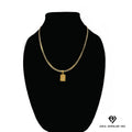 14k Bonded Gold Necklace with Pink Rose Square Pendant, 14K Cuban Chain Necklace E62314