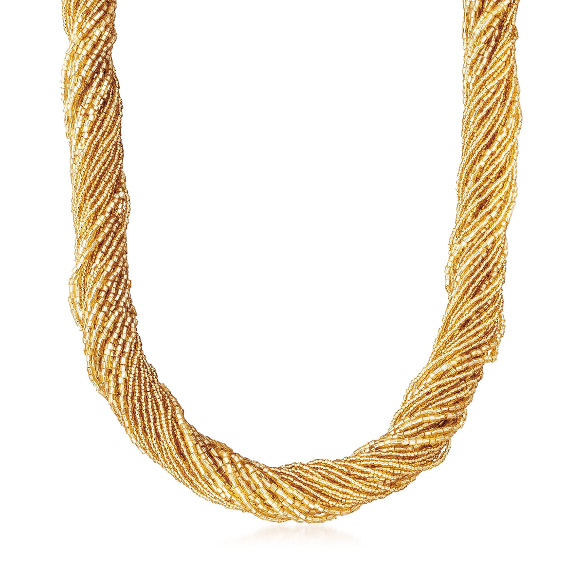 Golden Murano Glass Bead Torsade Necklace W766