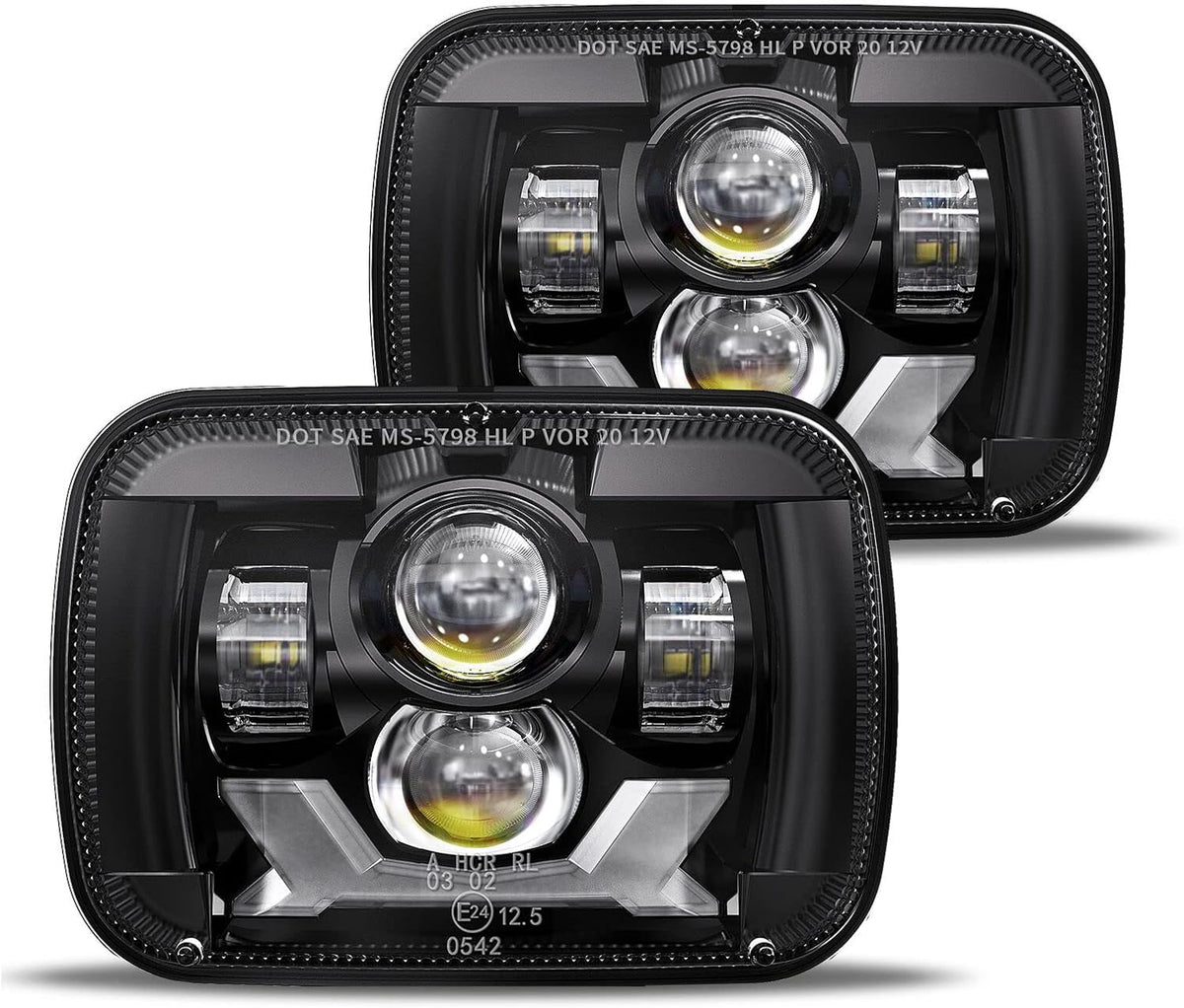 180W LED Headlights with DRL Turn Signal Sealed Beam F847548