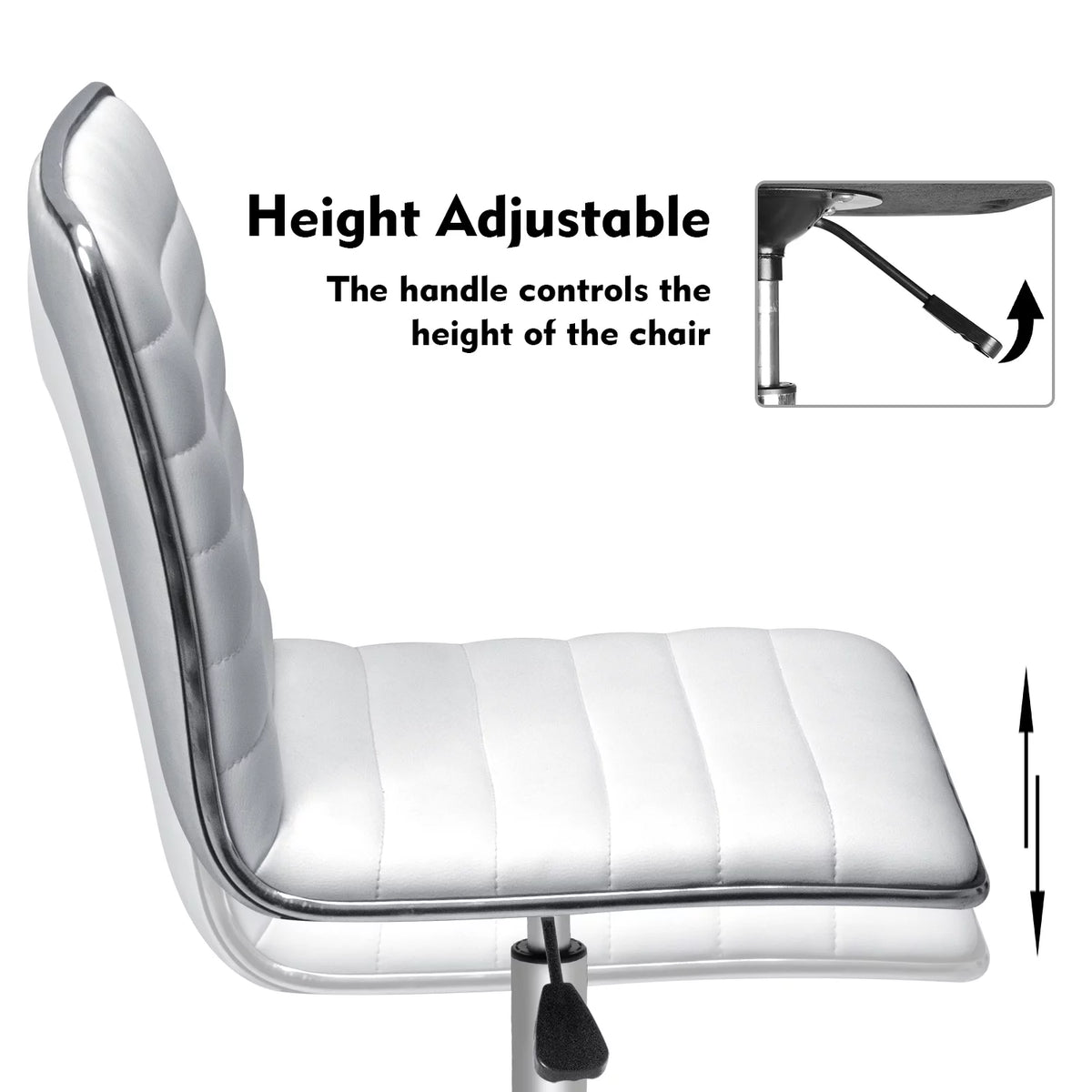 White Faux Leather Armless Office Chair C8956