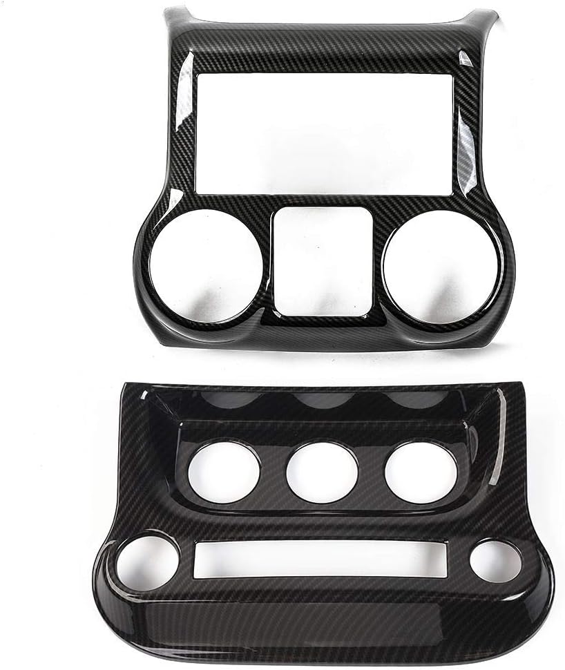 Carbon Fiber Car Interior Center Console Dashboard Panel Frame Cover Trims for Jeep Wrangler 2011-2017, Pack of 2 V693