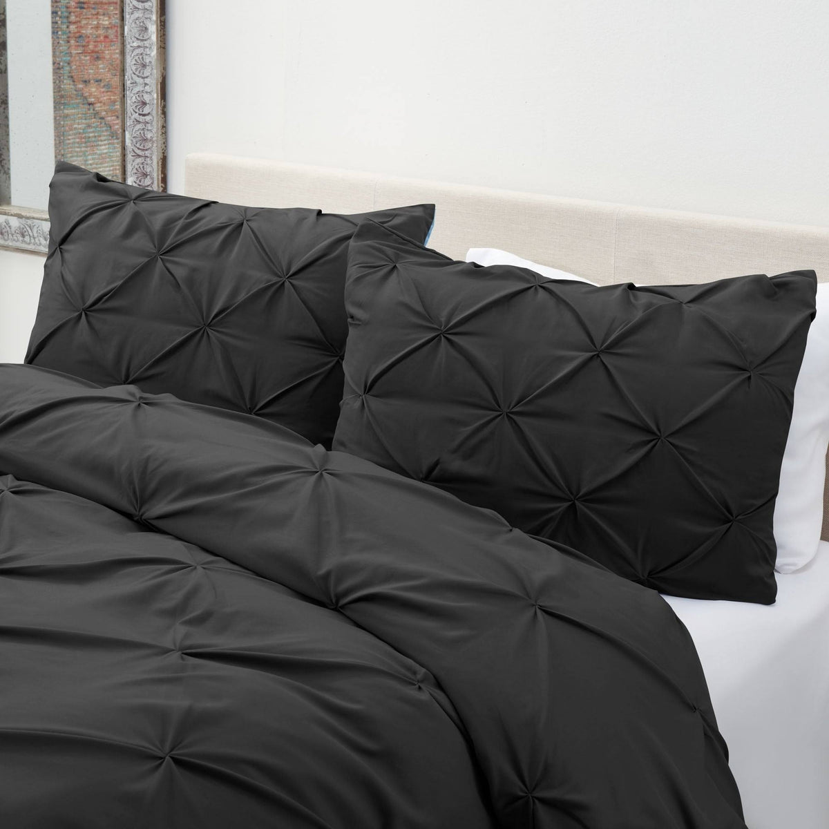 Cream California King Pinch Pleat Duvet Cover Set G52829