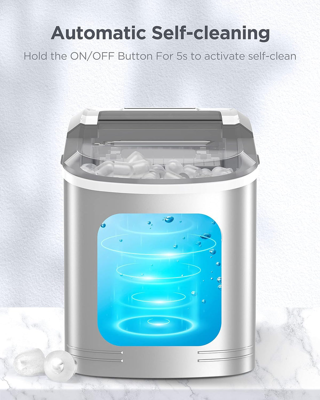 Countertop Ice Maker Machine with Ice Scoop and Basket I495