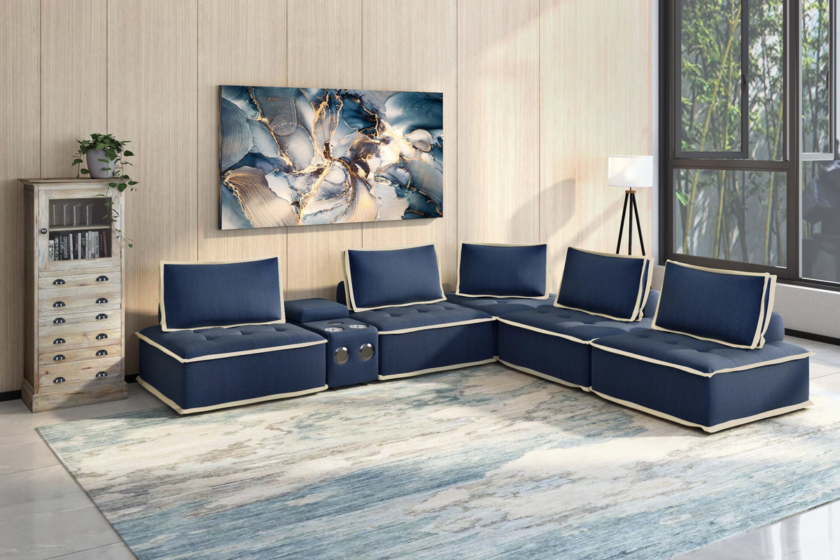 6 Pc Sectional Sofa with USB Storage E413