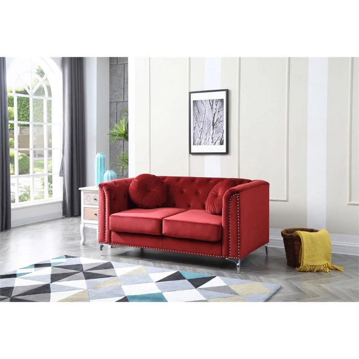 Velvet Sofa Chaise and Loveseat 2-Piece Set U48171