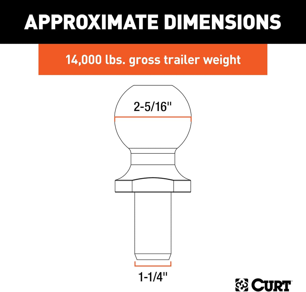 Replacement Pintle Hitch Ball, 2-5/16-Inch, 14,000, 1-1/4-Inch Shank Diameter, Pack of 2 Q437