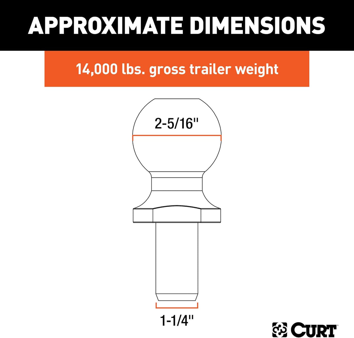 Replacement Pintle Hitch Ball, 2-5/16-Inch, 14,000, 1-1/4-Inch Shank Diameter, Pack of 2 Q437