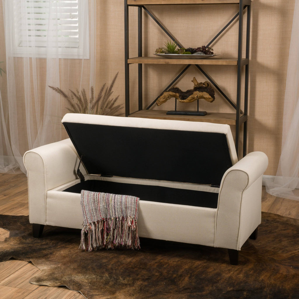 Light Blue Fabric Storage Bench H348