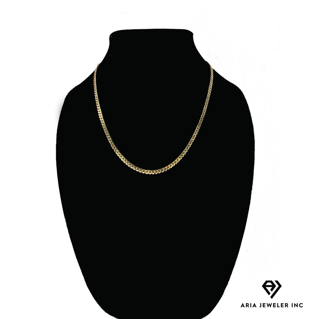 14k Bonded Gold Necklace with Pink Rose Square Pendant, 14K Cuban Chain Necklace E62314