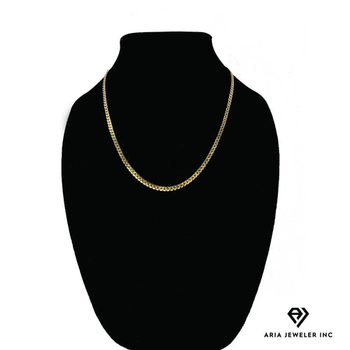 14k Bonded Gold Necklace with Pink Rose Square Pendant, 14K Cuban Chain Necklace E62314