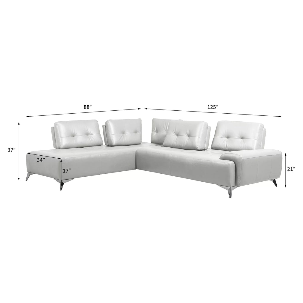 Pearl White 2-Piece Upholstered Sectional Sofa L464