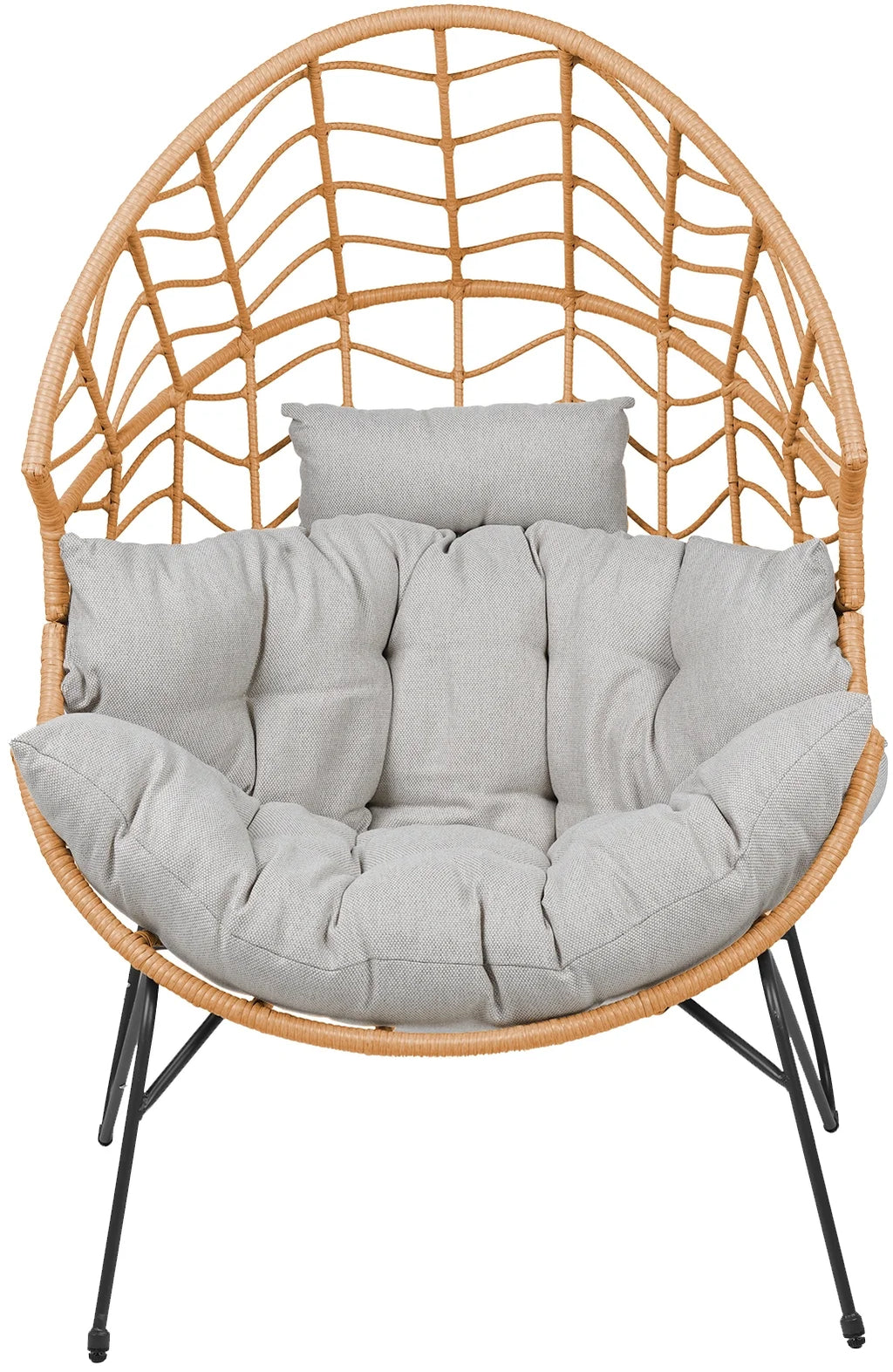 Oversized Wicker Egg Chair with Stand and Cushion O279