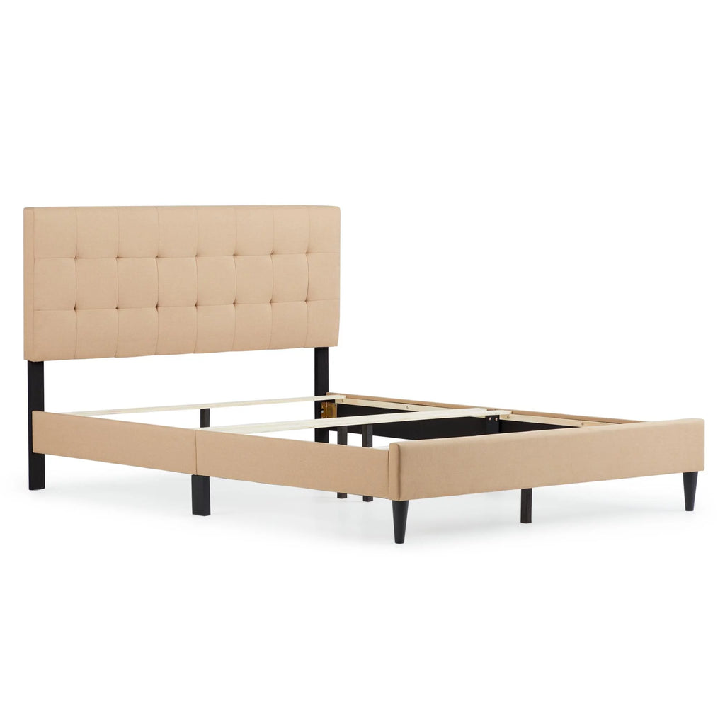 Beige Tufted Upholstered Bed, Twin M23518