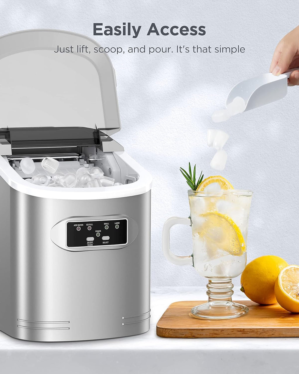 Countertop Ice Maker Machine with Ice Scoop and Basket I495