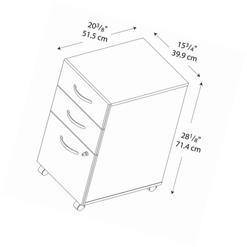 3 Drawer Mobile File Cabinet in Hansen Cherry B6817
