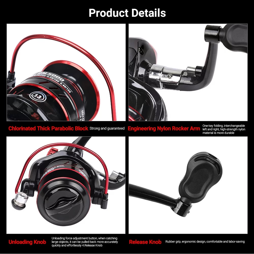 Lightweight 5.2:1 Gear Ratio Spinning Fishing Reel C14579