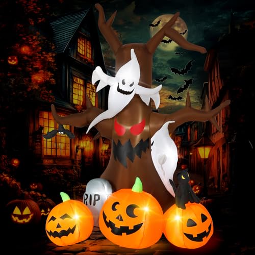 8FT Halloween Inflatable Dead Tree with Ghosts & Pumpkins L196848