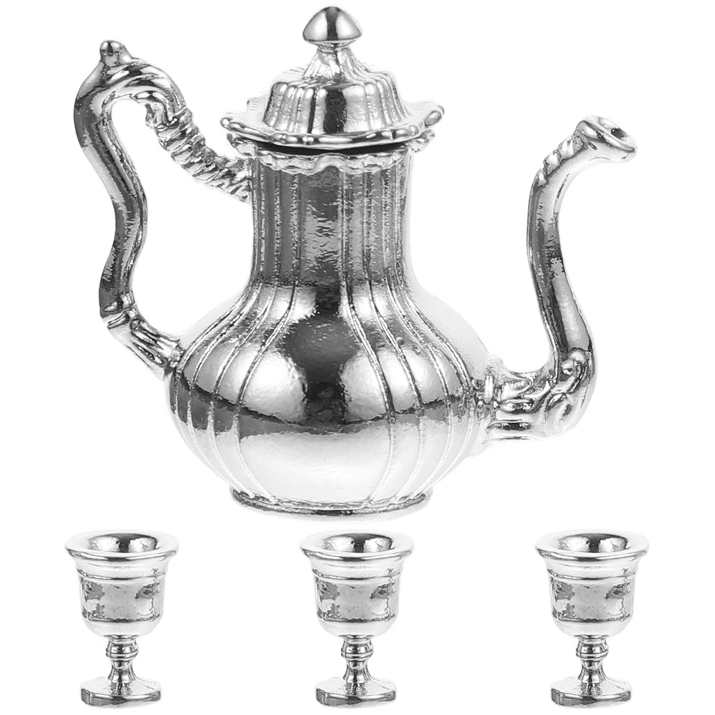 Metal Mini Tea Kettle Dollhouse Accessories Simulation Teapot Play Toy E5391