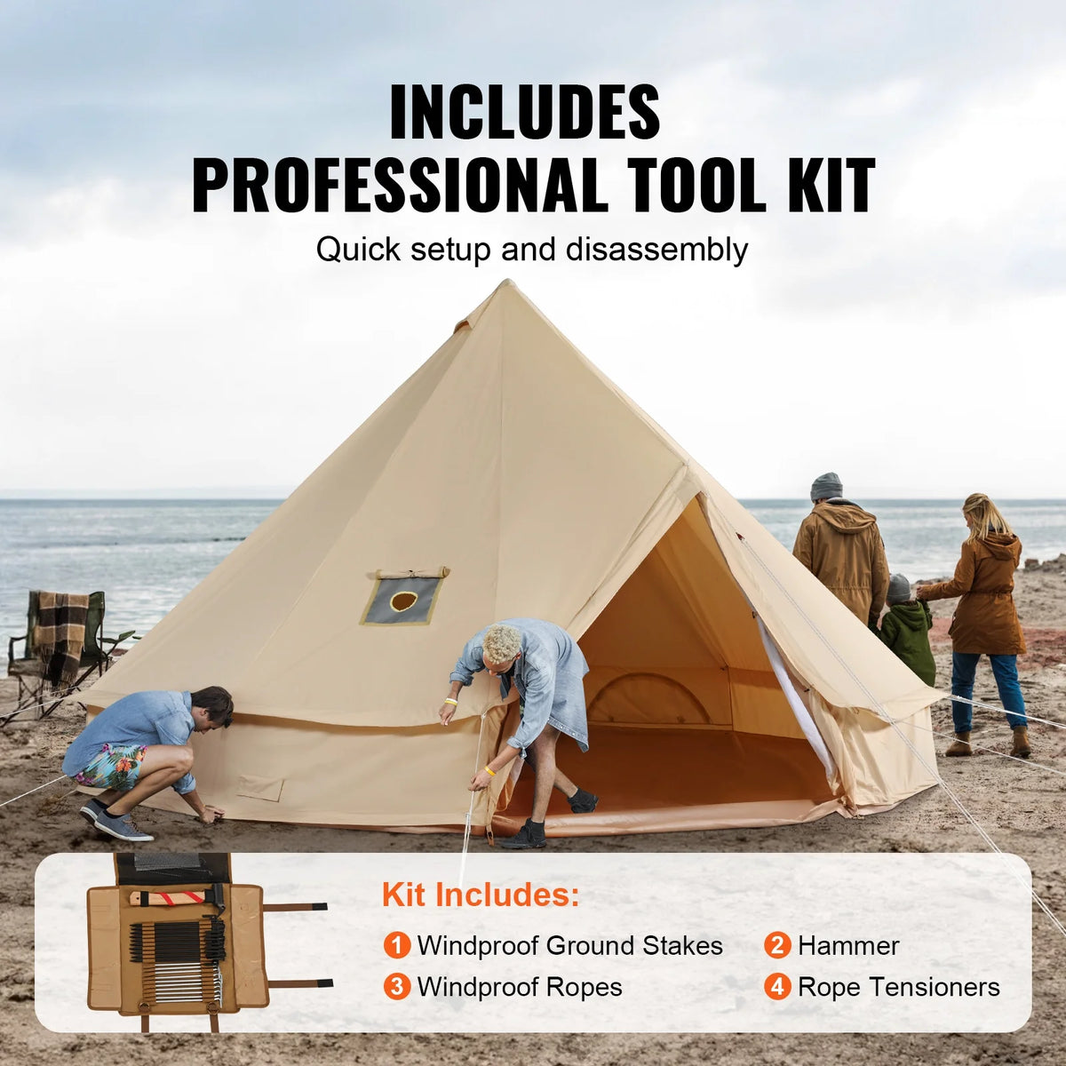 Canvas Bell Tent 4-Season with Stove Jack U67977