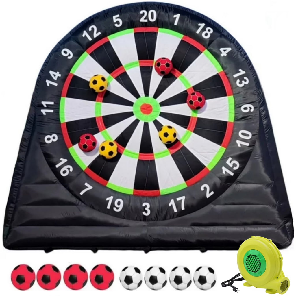 10FT Tall Giant Inflatable Soccer Dart Board with 450w Blower, 8 Soccer Balls I67269