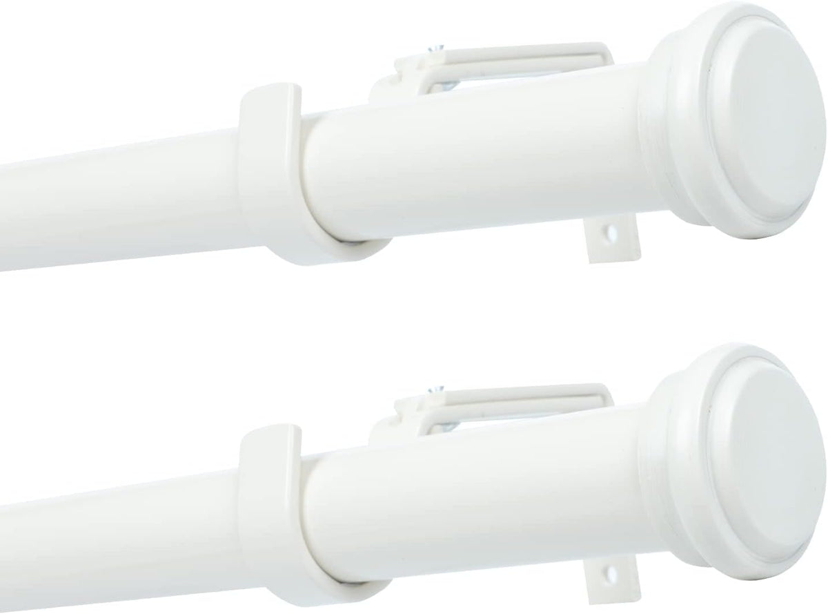 Black 28-48 inch Adjustable Single Curtain Rods with End Cap Finials, 1 inch Diameter, 2 pack O177166
