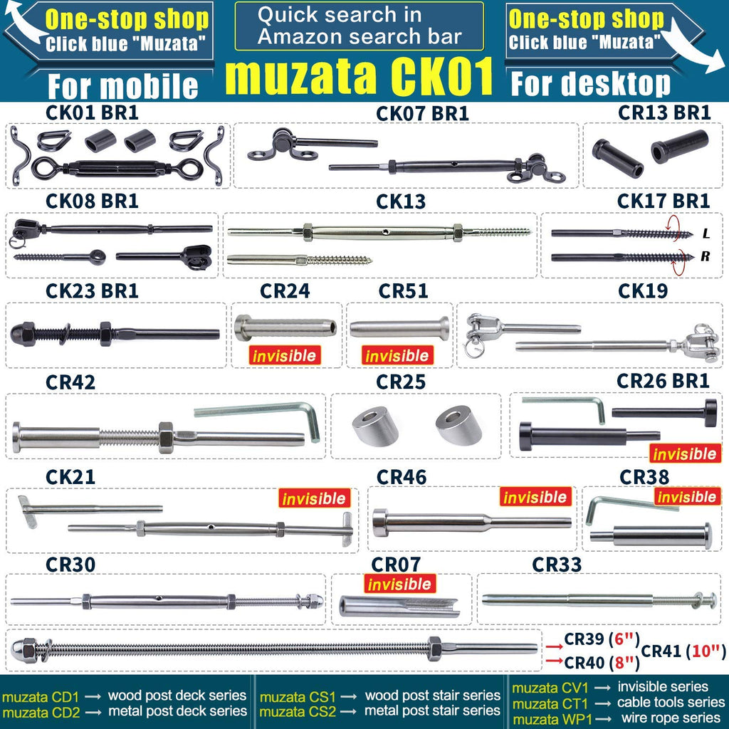 Black Cable Railing Kit T316 Stainless Steel Y2871