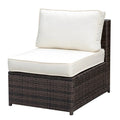 Brown and Beige Rattan Patio Armless Chair R9152