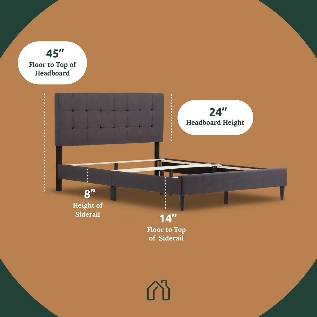 Beige Tufted Upholstered Bed, Twin M23518