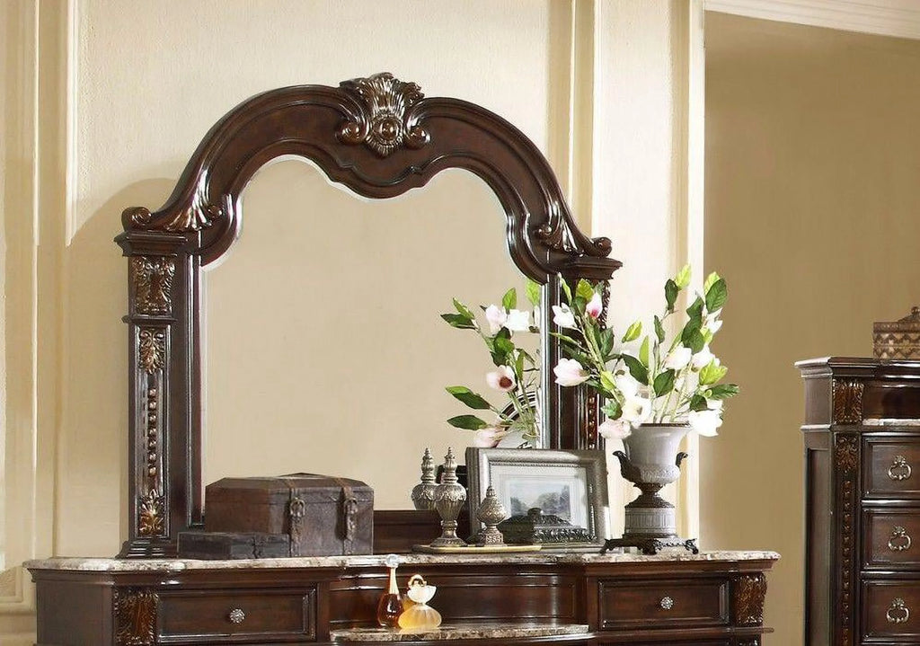 Dark Cherry 11-Drawer Dresser with Mirror A17254