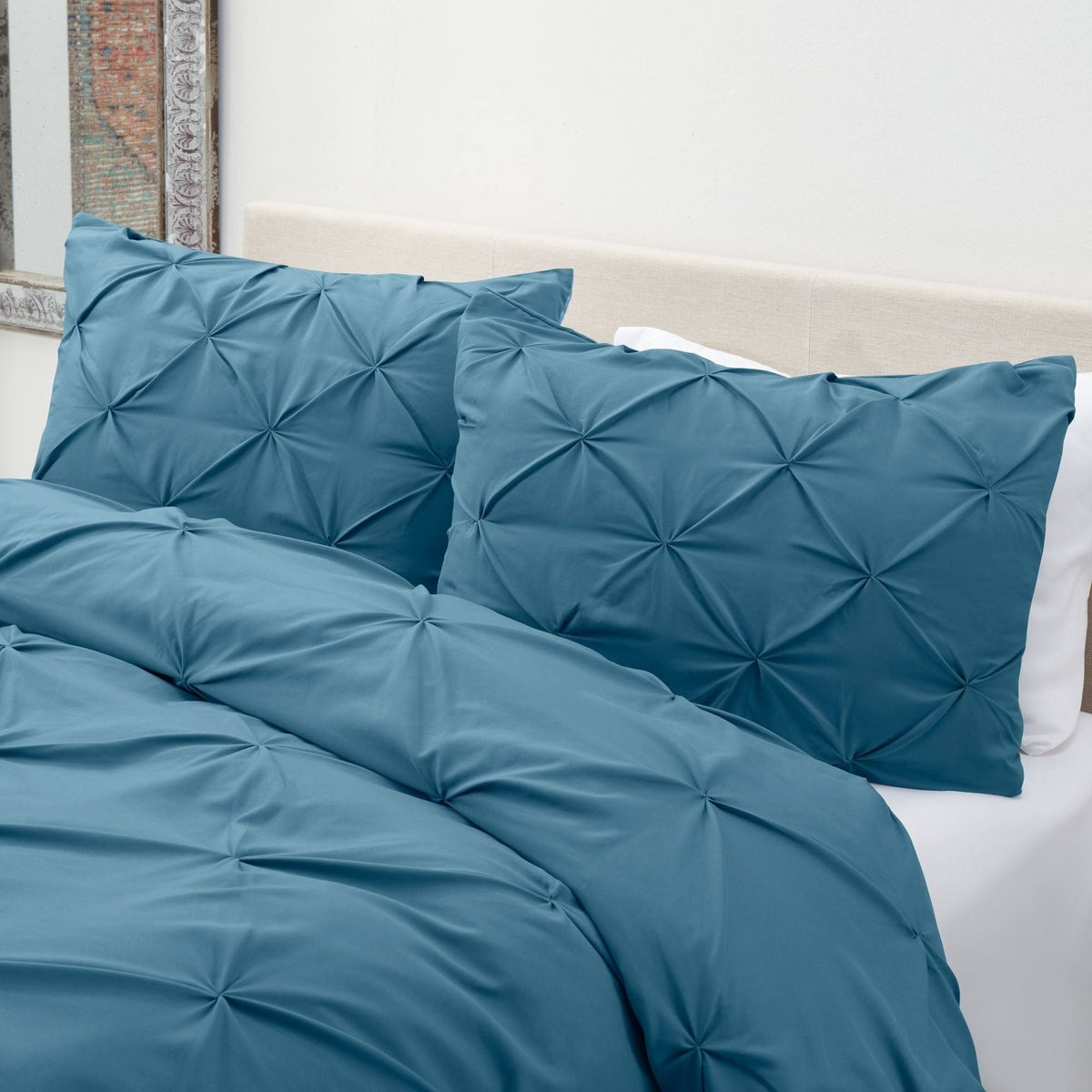 Cream California King Pinch Pleat Duvet Cover Set G52829
