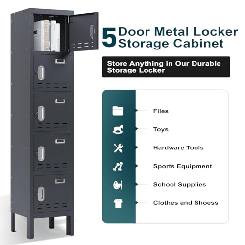 Metal Storage Locker with Door, Card Slot, 66" Height Steel Locker B279