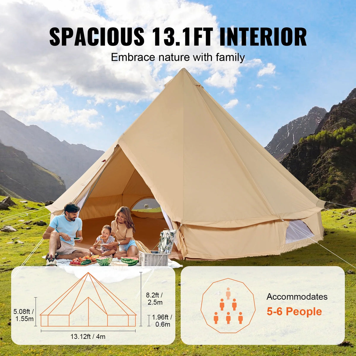 Canvas Bell Tent 4-Season with Stove Jack U67977