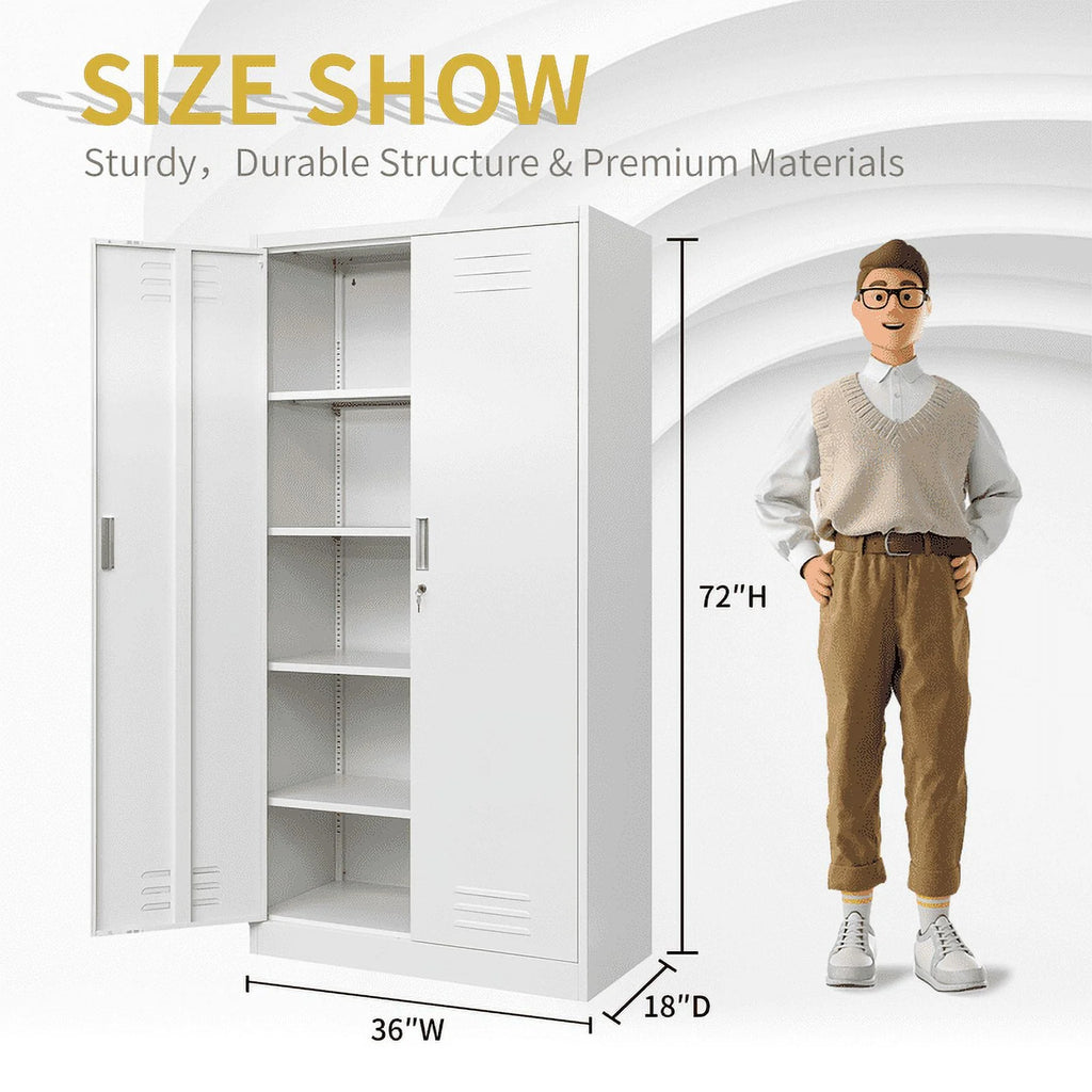 Lockable 72" Metal Storage Cabinet with Adjustable Shelves E770