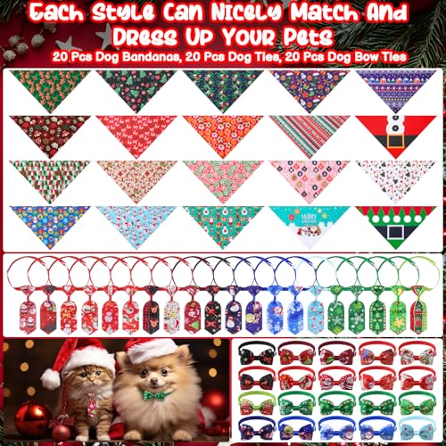 60 Pieces Christmas Dog Bandanas D552