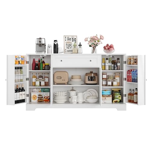 54" Black Wood Buffet Cabinet with Drawer S32066