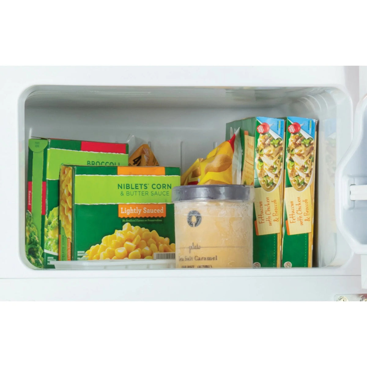 3.2 Cu. Ft. Double Door Refrigerator With Freezer, Black J6026