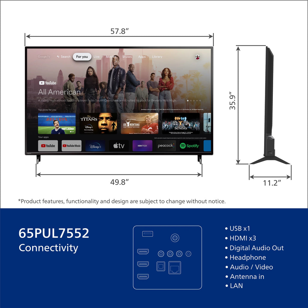 65 Class 4K Ultra HD Google Smart LED Television K8158