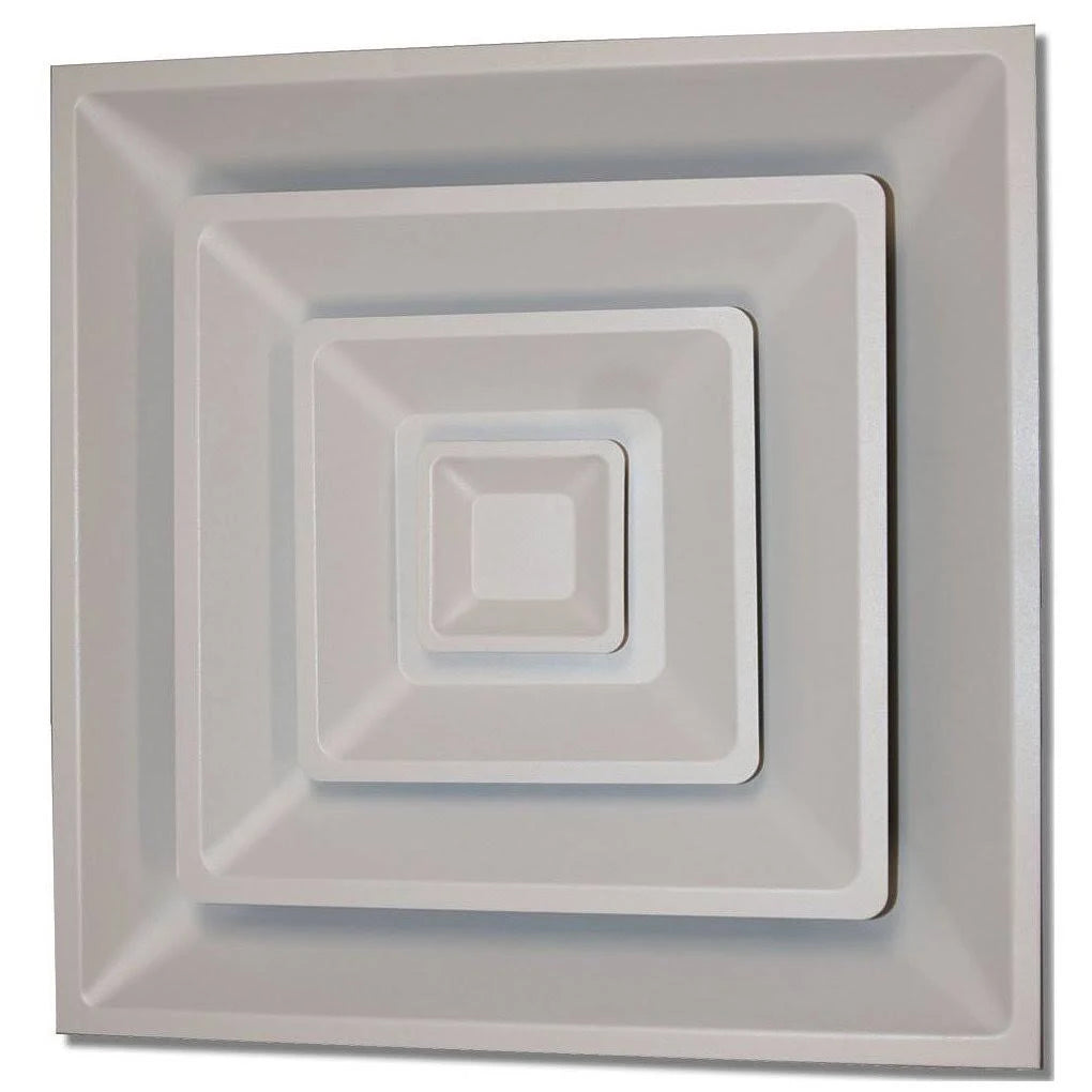 24-inch x 24-inch White Drop Ceiling Air Vent Register with 8-Inch Collar R3733