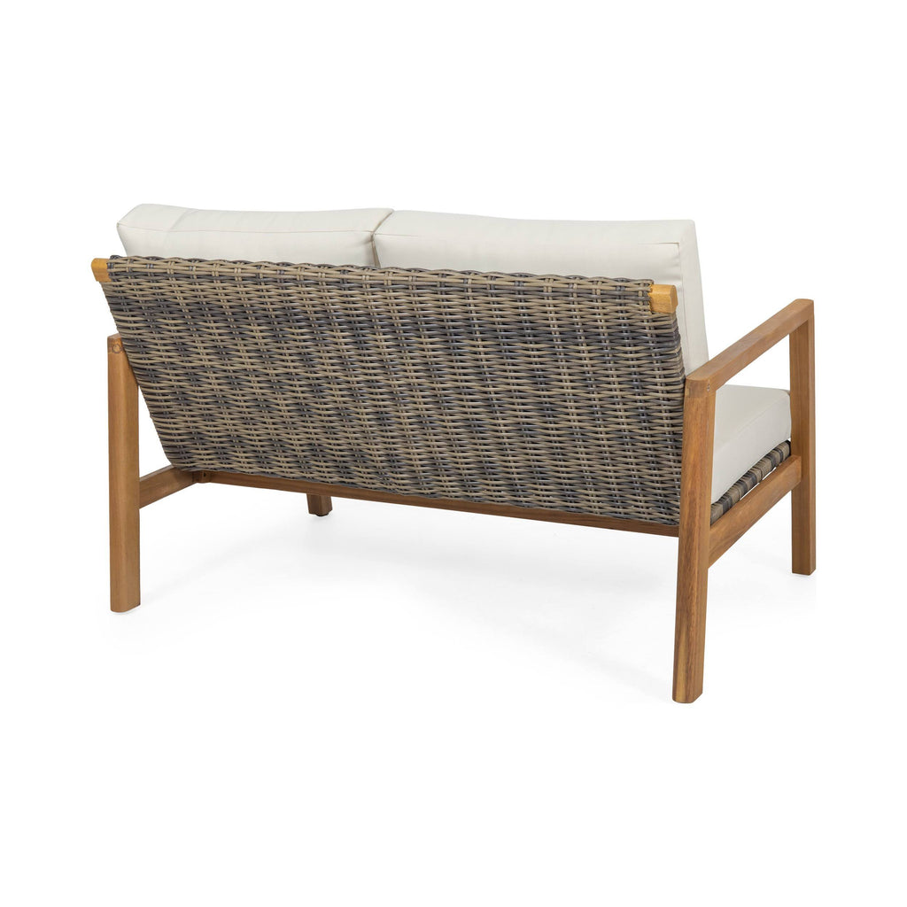 Acacia Wood Loveseat with Wicker Accents E990